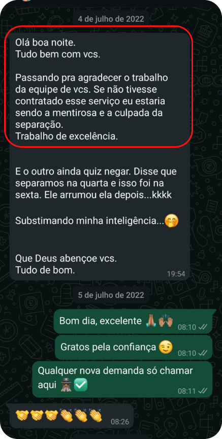 Depoimentos do serviço de Detetive Particular em Brasília.